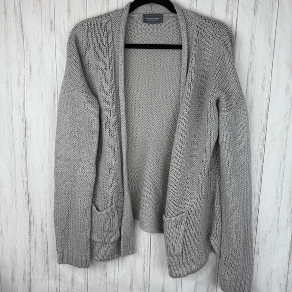 Anthropologie Wooden Ships gray open knit sweater M/L - Picture 2 of 6
